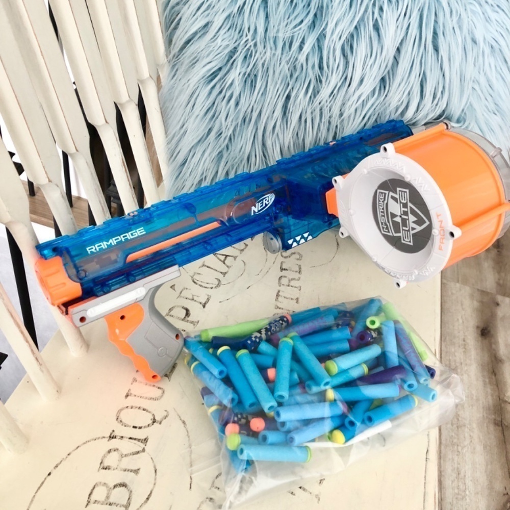 Nerf, N-Strike, Elite Rampage, Sonic Ice Blue Blaster, With‎ Over 80 Darts